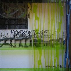 Iguassu 2 Folie und Glasfarbe auf Holz 15x15 2012