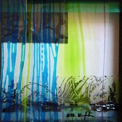 Iguassu 3 Folie und Glasfarbe auf Holz 15x15 2012