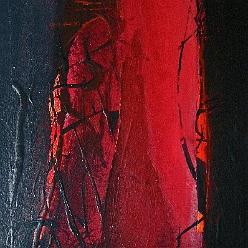 1 Aeste im roten Licht 1 25x25 Acryl auf Holz und Papier 2010